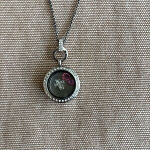 Origami Owl Silver and Pink Charm Necklace